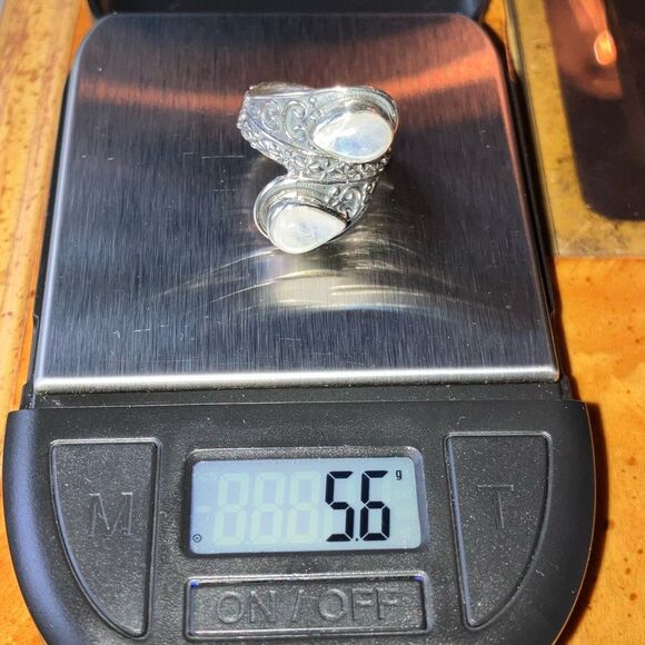 Natural Rainbow Moonstone Sterling Silver Ring Size 7 - Picture 9 of 9